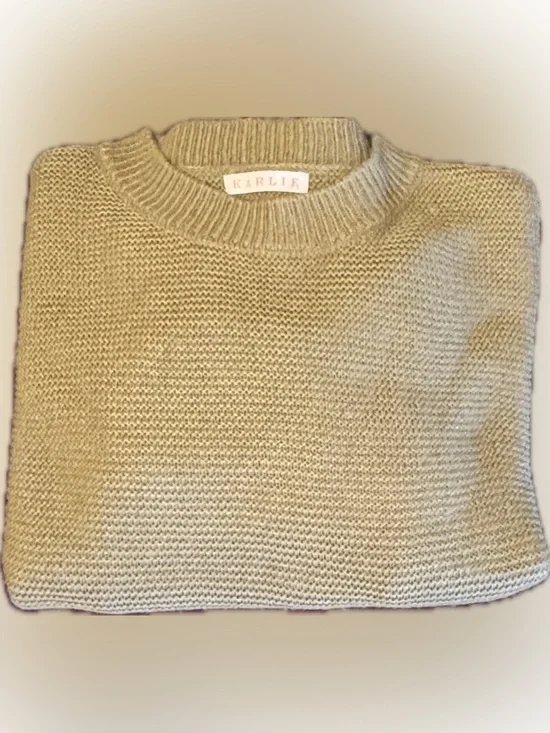 KARLIE  Sage - Olive Green Crewneck Sweater - Picture 6 of 6